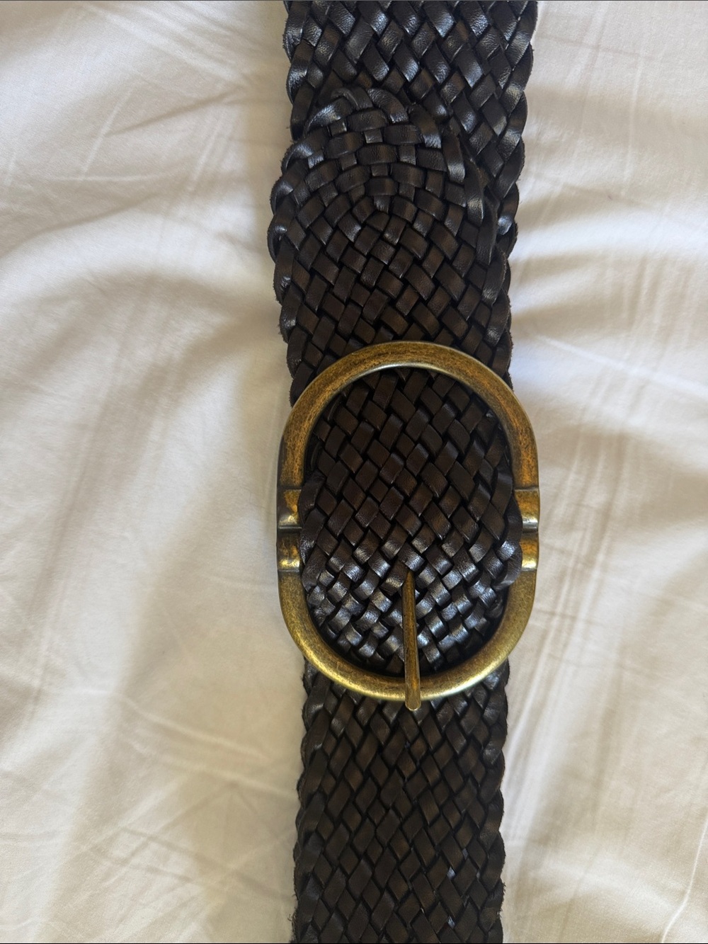 Sézane Braided Leather Belt with Brass Buckle - Black - Picture 4 of 5